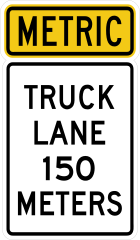 Metric Truck Lane 150 Meters Sticker