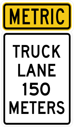 Metric Truck Lane 150 Meters Sticker