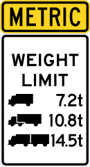 Metric Truck Weight Limit Sticker