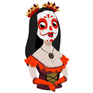 Mexican Day Of The Dead Masked Girl Sticker