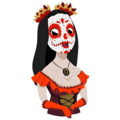 Mexican Day Of The Dead Masked Girl Sticker