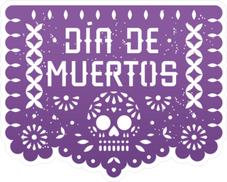 Mexican Day Of The Dead  Paper Cut Banner Sticker