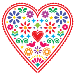 Mexican Heart Folk Art Sticker