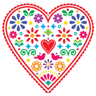 Mexican Heart Folk Art Sticker