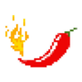 Mexican Illustration Of Hot Chilli Pepper On Fire Pixel Art Sticker