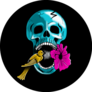 Mexican Skull Flower & Bird Cartoon Sticker