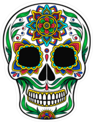 Mexican Sugar Skull With Colorful Floral Pattern Sticker