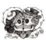 Mexican Sugar Skulls In Love Detailed Hand Drawing Sticker