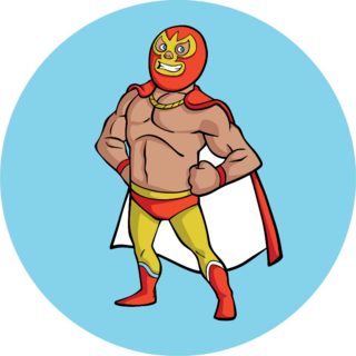 Mexican Toon Luchador (wrestler) Cartoon On Blue Sticker