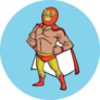Mexican Toon Luchador (wrestler) Cartoon On Blue Sticker