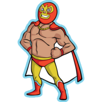 Mexican Toon Luchador (wrestler) Cartoon On Blue Sticker