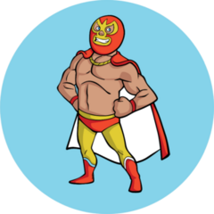 Mexican Toon Luchador (wrestler) Cartoon On Blue Sticker