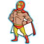 Mexican Toon Luchador (wrestler) Cartoon On Blue Sticker