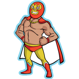 Mexican Toon Luchador (wrestler) Cartoon On Blue Sticker