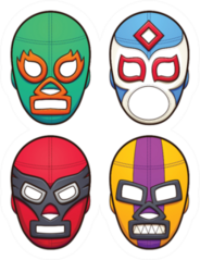 Mexican Wrestling Masks Illustration Sticker