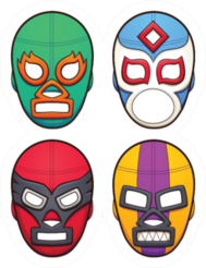 Mexican Wrestling Masks Illustration Sticker