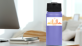 Mexico City Gradient Line Art Sticker on a Water Bottle (New) example