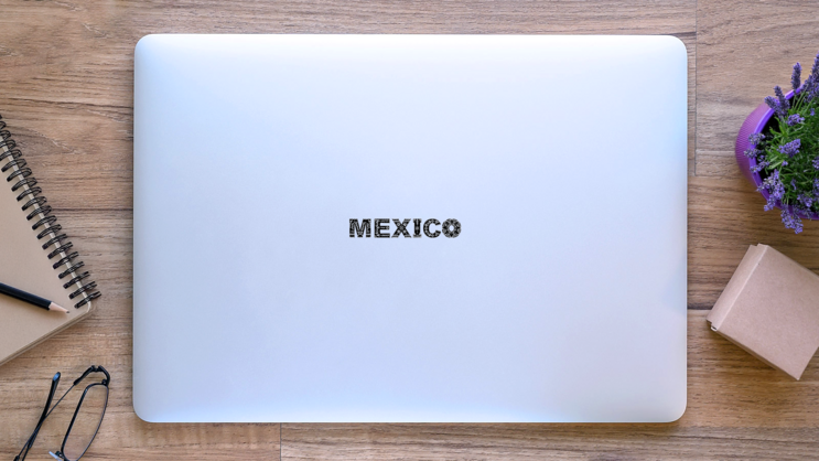 Mexico Decorative Lettering Sticker on a Laptop (New) example