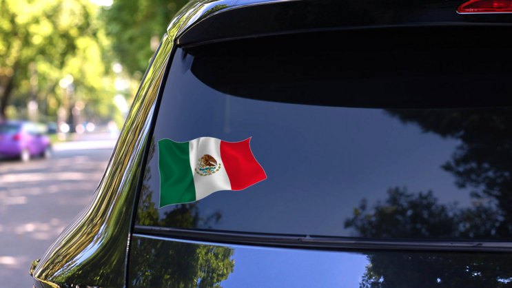 Mexico Flag Flying Sticker on a Rear Car Window (New) example