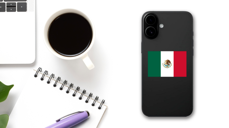 Mexico Flag Sticker on a Phone (New) example