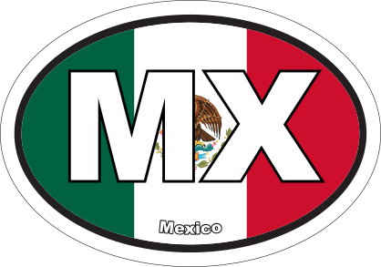 Mexico Mx Flag Oval Sticker