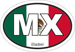 Mexico Mx Flag Oval Sticker