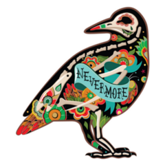 Mexico Skeletons With Floral Patterns Colorful Crow Sticker