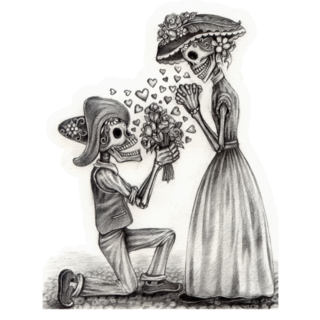 Mexico Skulls Day Of The Dead Proposal Sketch Sticker