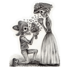 Mexico Skulls Day Of The Dead Proposal Sketch Sticker