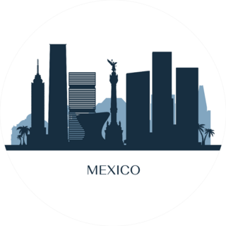 Mexico Skyline Monochrome Silhouette Illustration Sticker