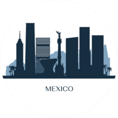 Mexico Skyline Monochrome Silhouette Illustration Sticker