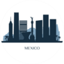 Mexico Skyline Monochrome Silhouette Illustration Sticker