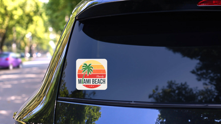 Miami Beach Florida Palm Tree Sticker on a Rear Car Window (New) example