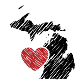 Michigan Map And Heart Logo Sticker