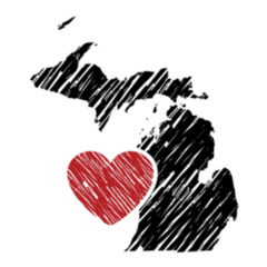 Michigan Map And Heart Logo Sticker