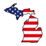 Michigan Map Icon American Flag Sticker