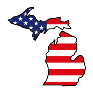 Michigan Map Icon American Flag Sticker