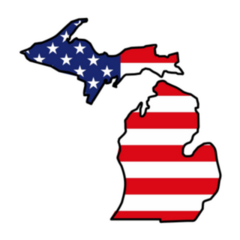 Michigan Map Icon American Flag Sticker