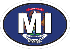 Michigan Mi State Flag Oval Sticker