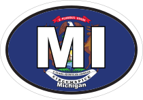 Michigan Mi State Flag Oval Sticker