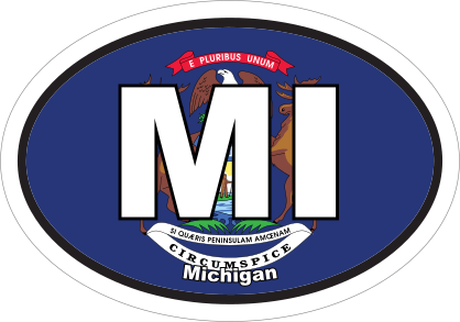 Michigan Mi State Flag Oval Sticker