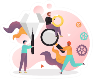 Micro Characters Jewelers With Huge Gold Diamond Ring Sticker