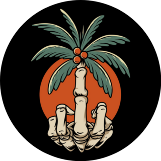 Middle Finger Coconut Palm Tree Skull Hand Sticker