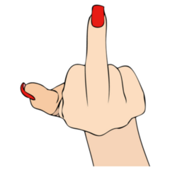 Middle Finger Female Hand Red Polish Sticker