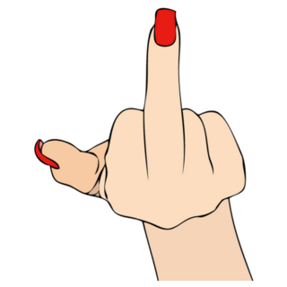 Middle Finger Female Hand Red Polish Sticker
