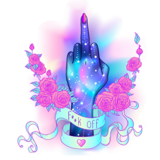 Middle Finger Galaxy Floral Sticker