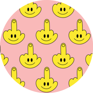 Middle Finger Smile Face Pink Pattern Sticker