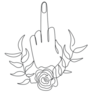 Middle Finger Up Floral Line Illustration Sticker