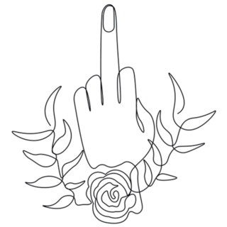 Middle Finger Up Floral Line Illustration Sticker