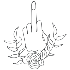 Middle Finger Up Floral Line Illustration Sticker